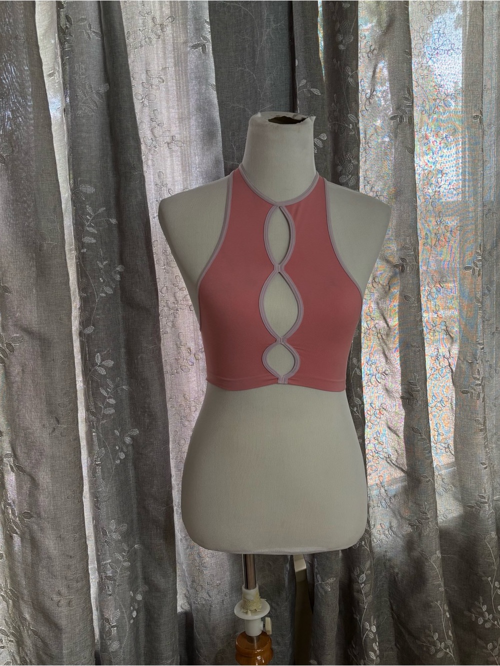 Urban Outfitters Rose Pink Halter Cutout Crop Top